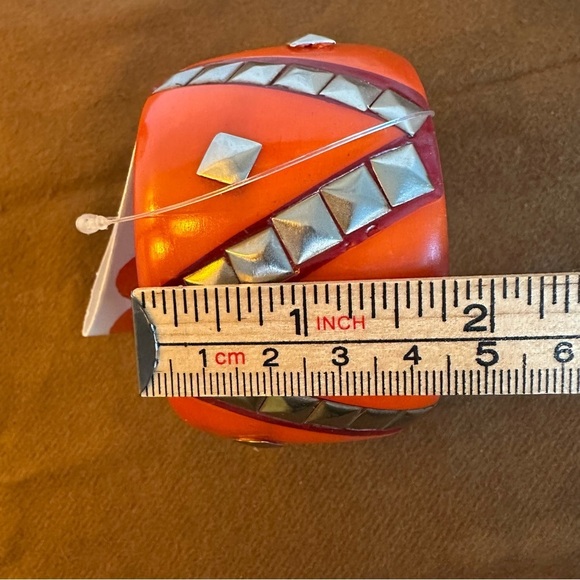 3/30 Antika Collections Orange Resin and Silver Studded Bracelet - Picture 6 of 8